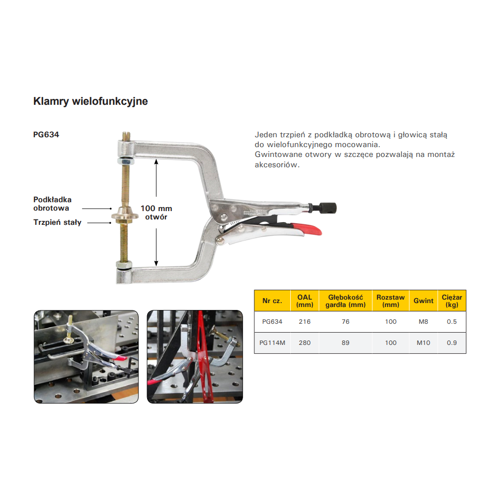 Ścisk klamrowy wielofunkcyjny 150x50x25-50 mm M8