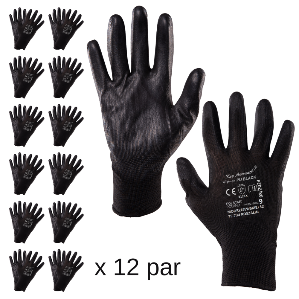 Trwałe rękawice robocze powlekane czarne