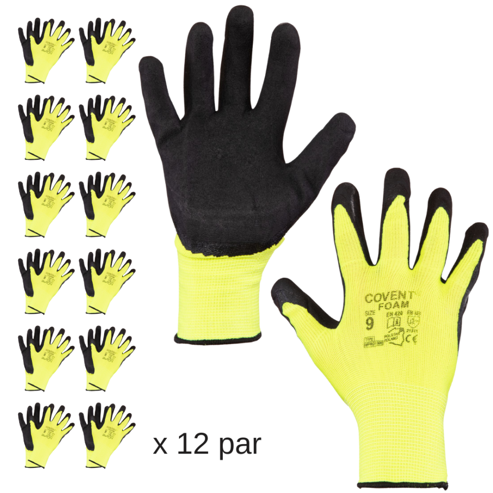 Trwałe rękawice robocze powlekane żółto-czarne