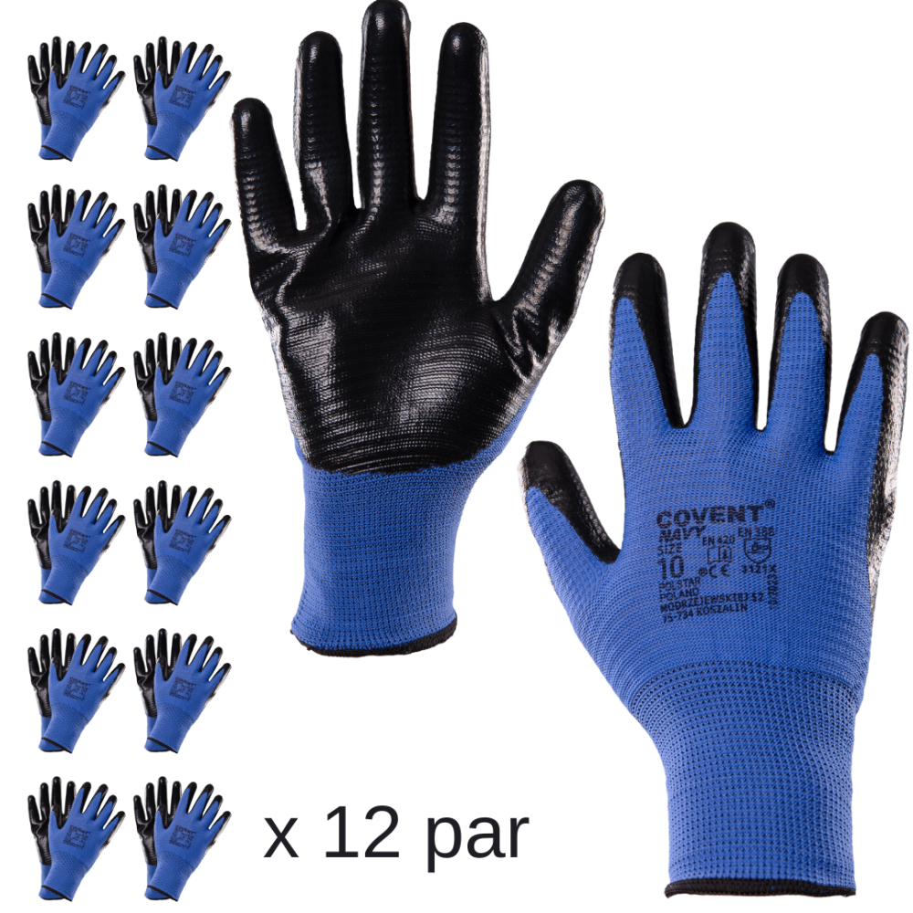 Trwałe rękawice robocze powlekane niebiesko-czarne