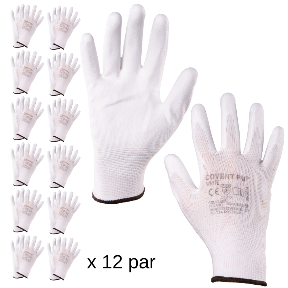Trwałe rękawice robocze powlekane białe
