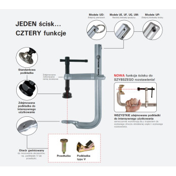 Ścisk przesuwny 4-IN-1 Light Duty 114x83 mm