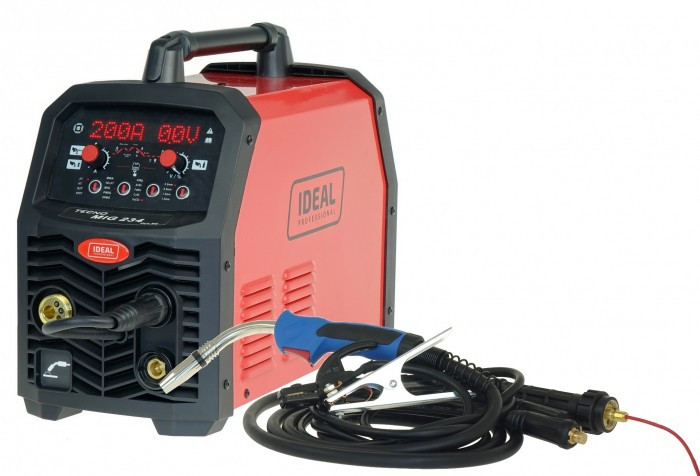 Zestaw TECNO MIG 234 PULSE 4x4 Elektrody Drut Przyłbica Antyspaw Reduktor Kątowniki