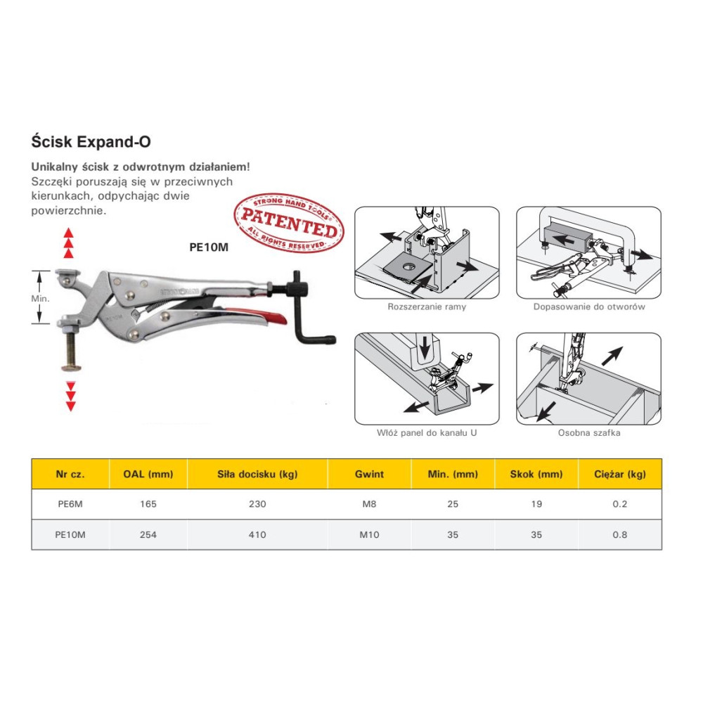Ścisk klamrowy rozwierający 410 kg M10