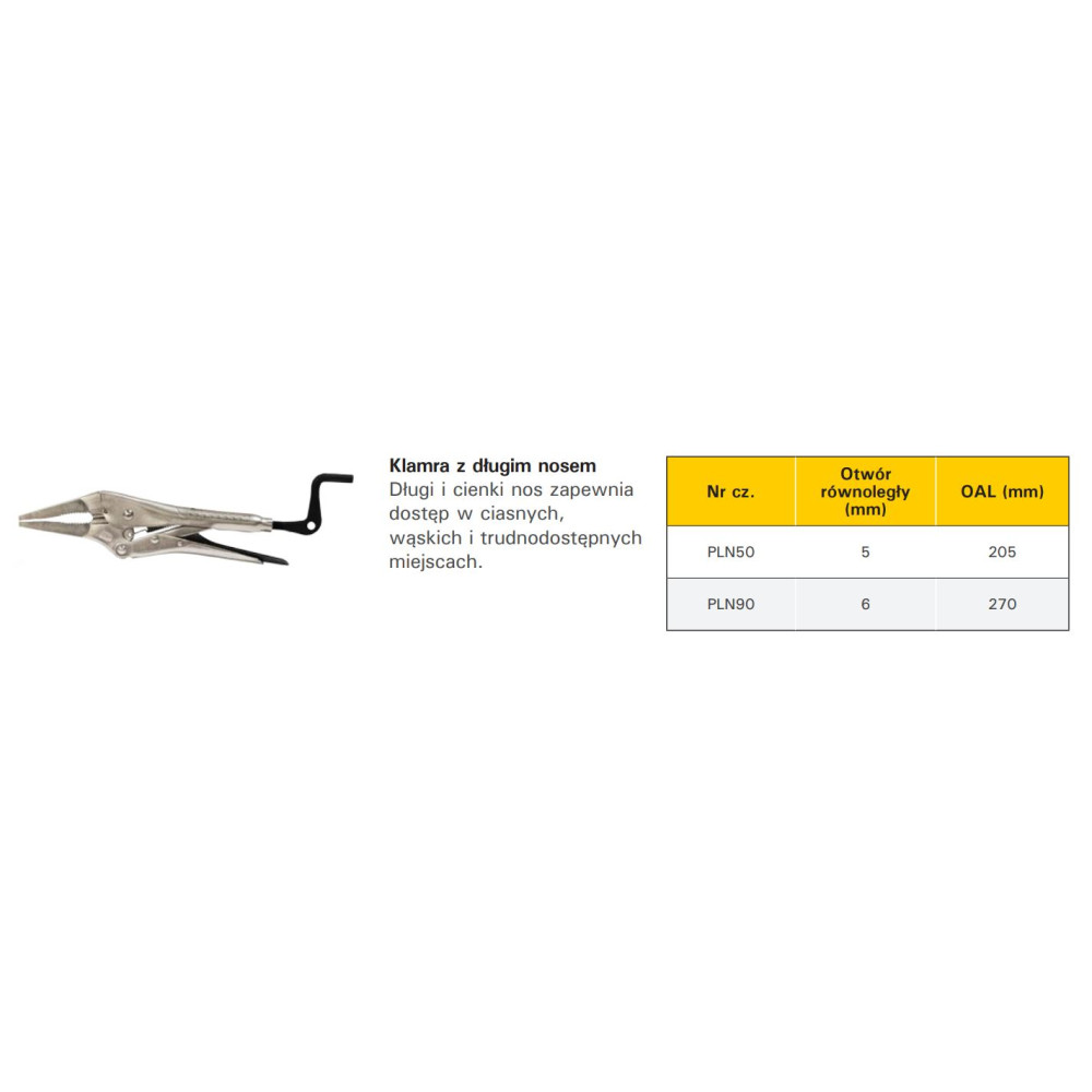 Ścisk klamrowy z długim nosem 205 mm