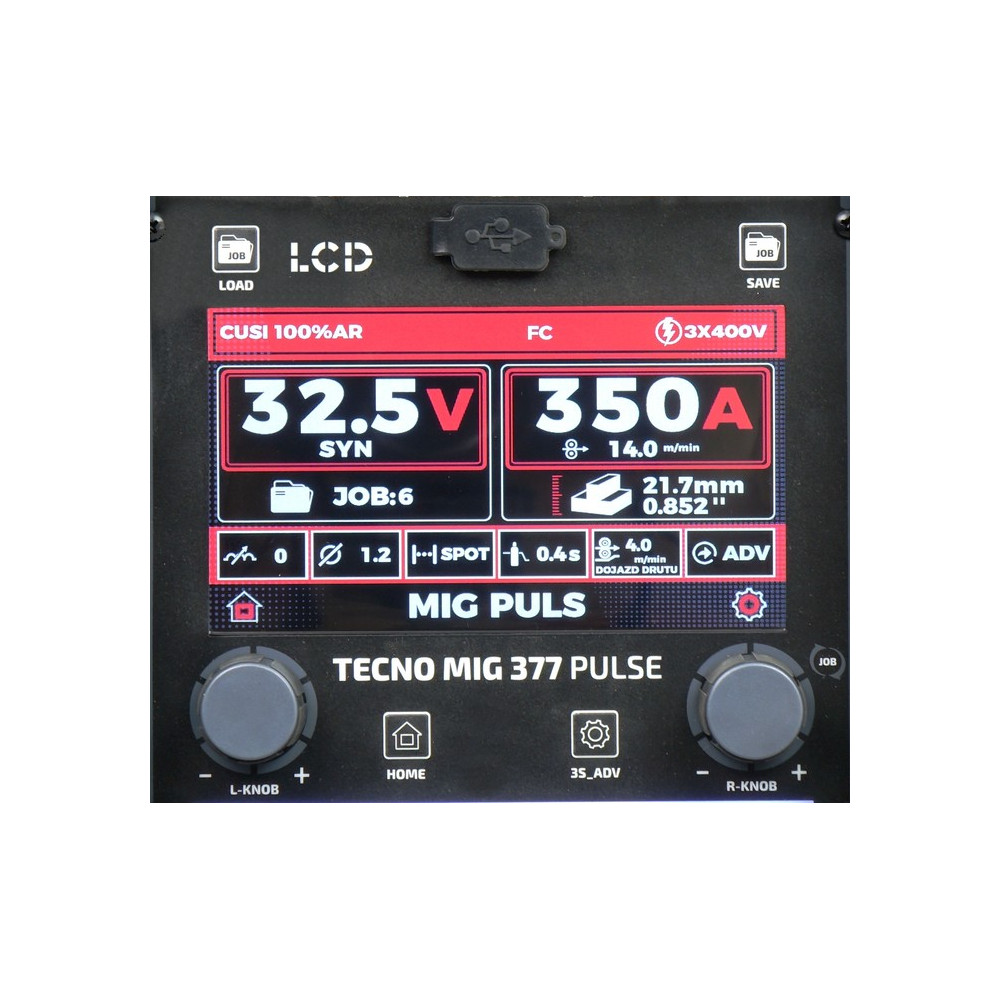 Półautomat spawalniczy TECNO MIG 377PT PULSE LCD BLACK Series 4x4 Ideal