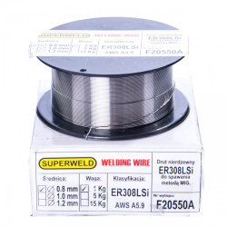 Drut do spawania stali nierdzewnej 308LSi SUPERWELD MIG 0.8 mm 1kg
